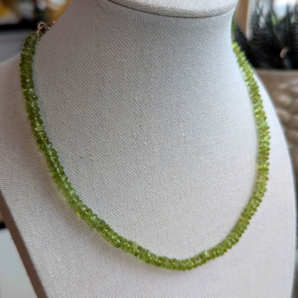14K Yellow Gold Faceted Peridot Necklace